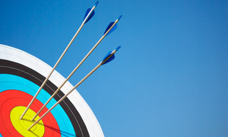 Arrows in a bullseye