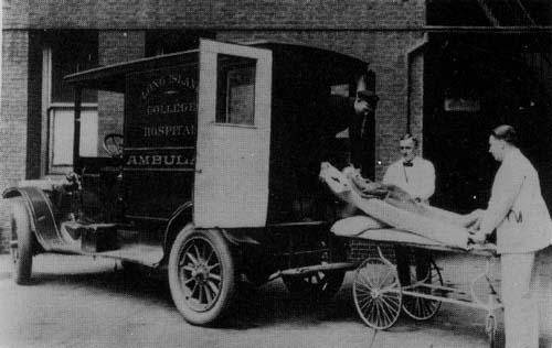 An early motorized version of a LICH ambulance.